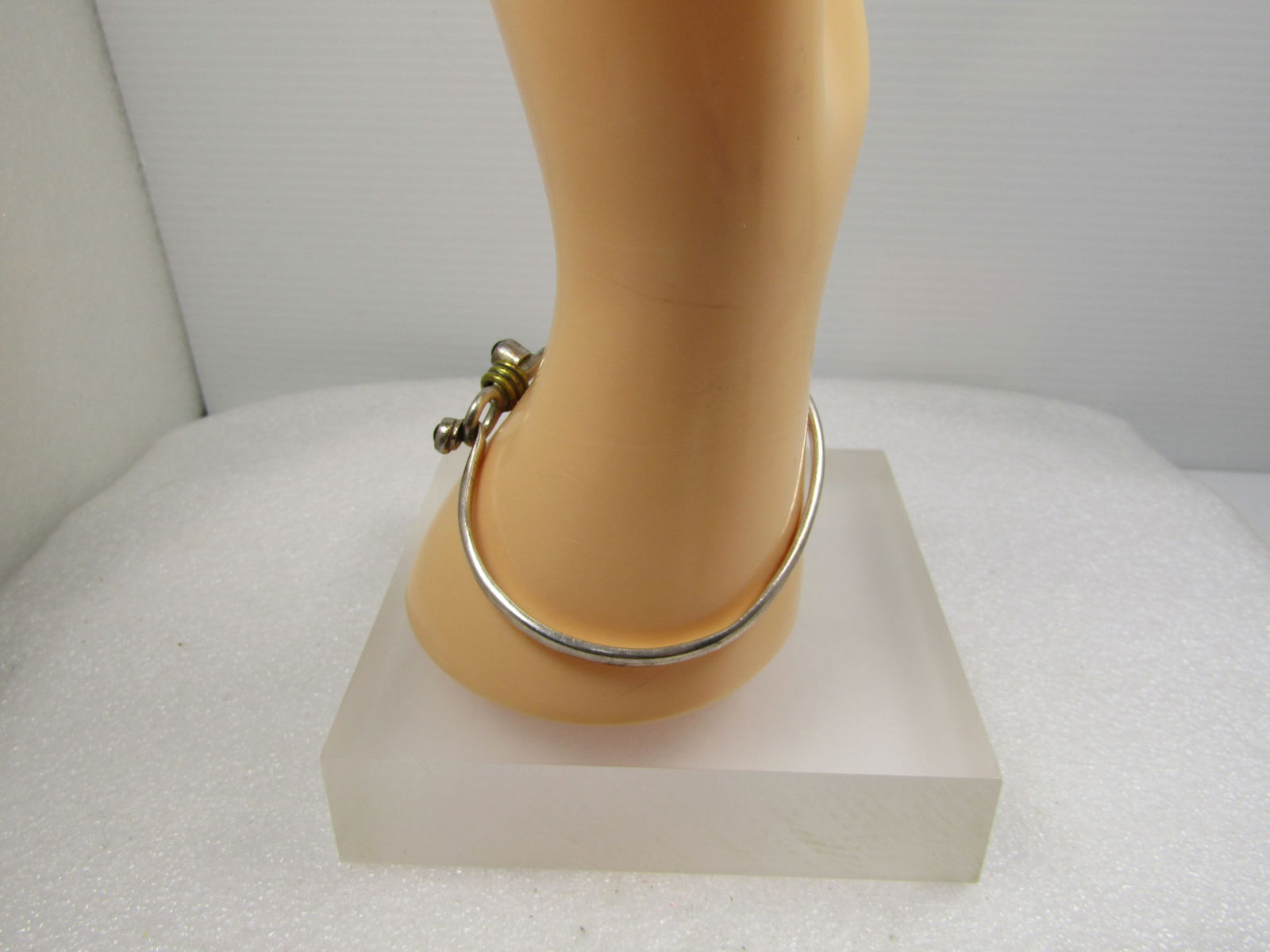 Vintage Sterling, Onyx and Brace Cuff Bracelet, Top Clasp, Signed TS, Later 1900's. - 2