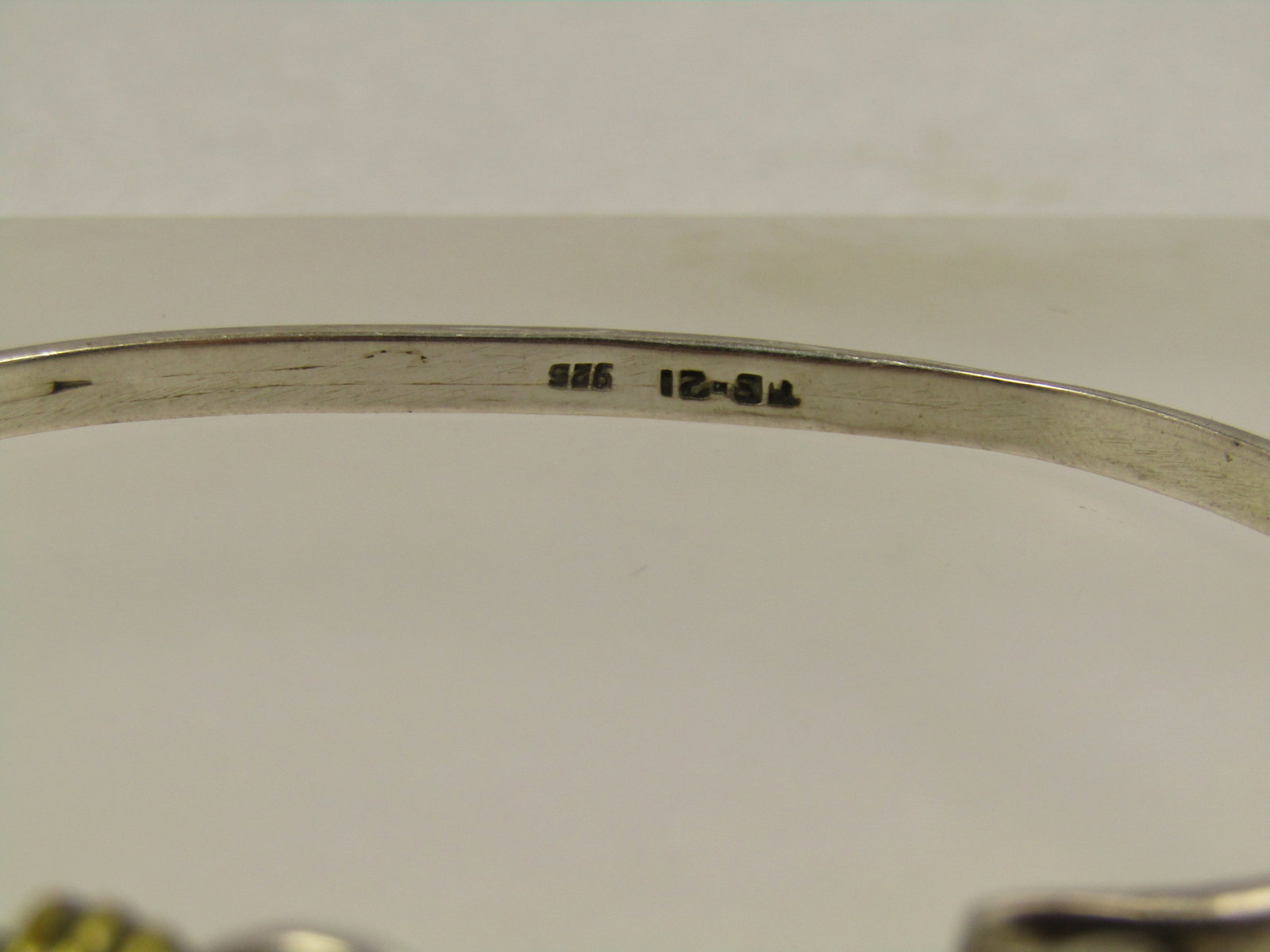 Vintage Sterling, Onyx and Brace Cuff Bracelet, Top Clasp, Signed TS, Later 1900's. - 5