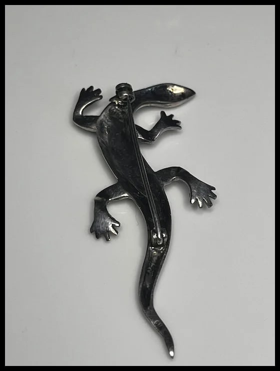 Vintage Sterling Silver Marcasite Lizard Brooch - 4
