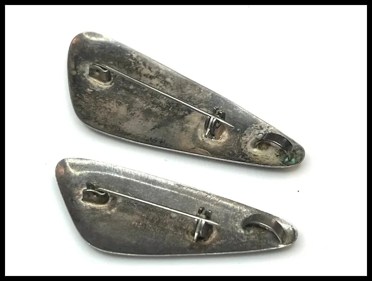 Two Vintage Sterling Silver and Turquoise Stone Jerusalem Israel Pendant/Brooches - 5