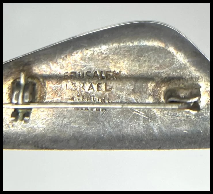 Two Vintage Sterling Silver and Turquoise Stone Jerusalem Israel Pendant/Brooches - 9