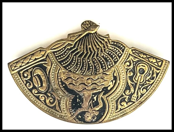 Vintage Damascene Spanish Flamenco Dancers Fan Brooch/Pin - 3
