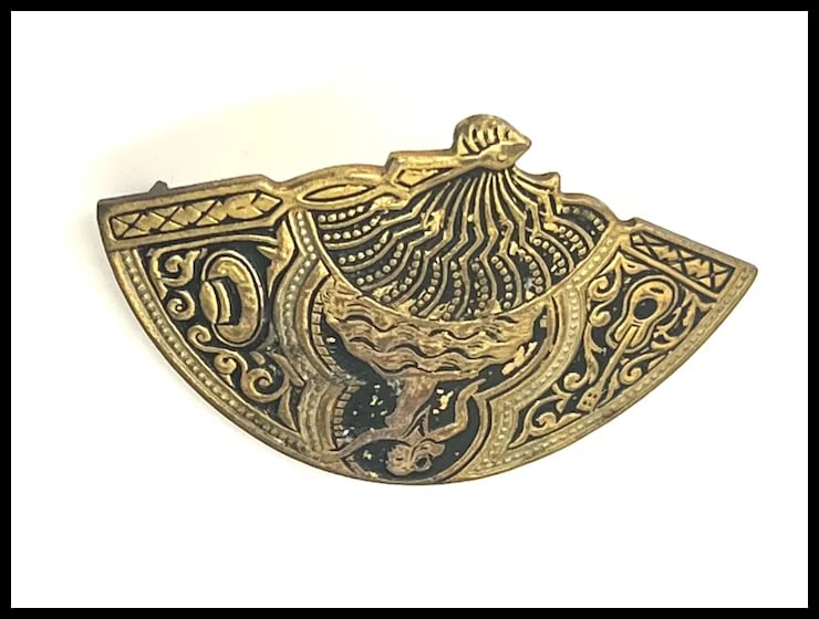 Vintage Damascene Spanish Flamenco Dancers Fan Brooch/Pin - 4