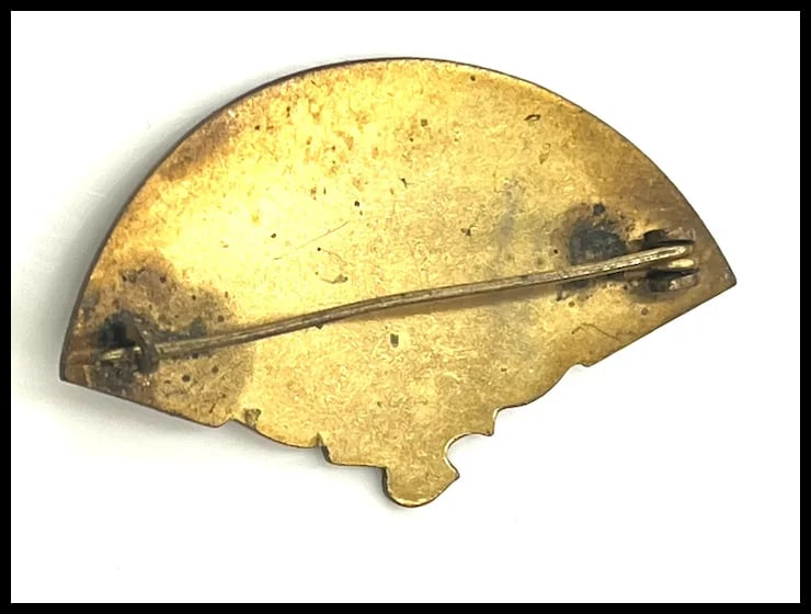 Vintage Damascene Spanish Flamenco Dancers Fan Brooch/Pin - 5