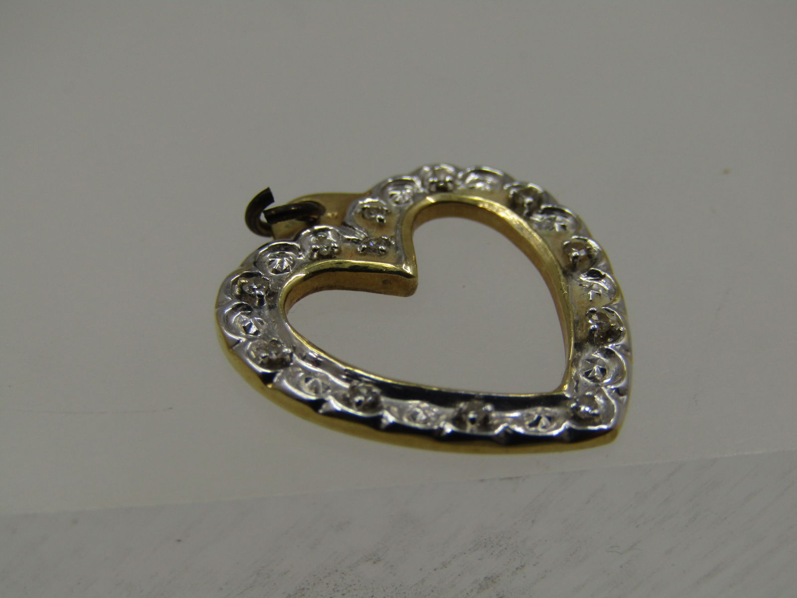 Vintage 14kt Diamond Illusion Heart Pendant, Two-Tone - 2