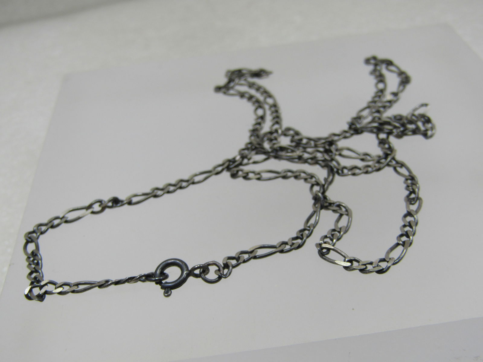 Vintage Sterling Figaro Necklace, 23", Unisex, 3mm - 5