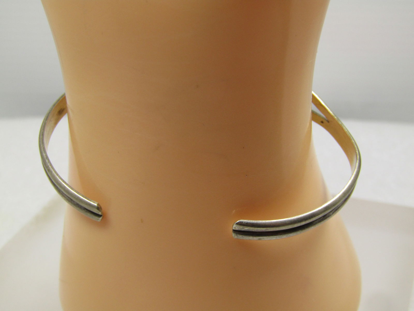 Vintage Sterling Southwestern Pink Quartz Cuff Bracelet, 6.5", 1970's-1980's, Signed B - 4