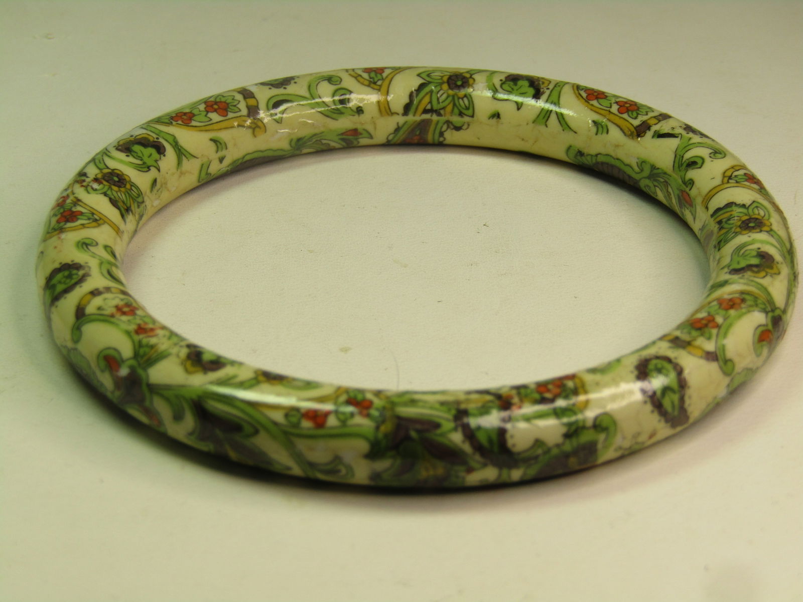 Vintage Floral Transfer Bangle Bracelet, 8", 1960's-1980's - 3