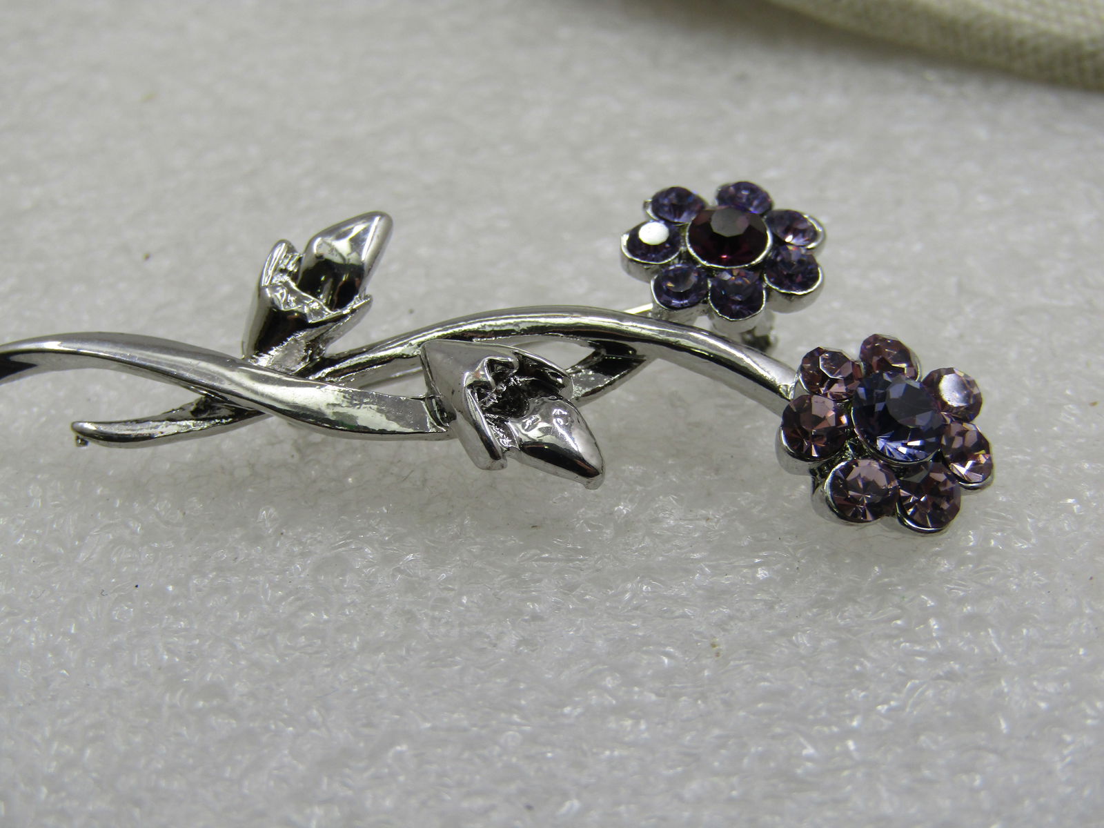 Vintage Purple & Lavender Rhinestone Floral Brooch, 2" - 5