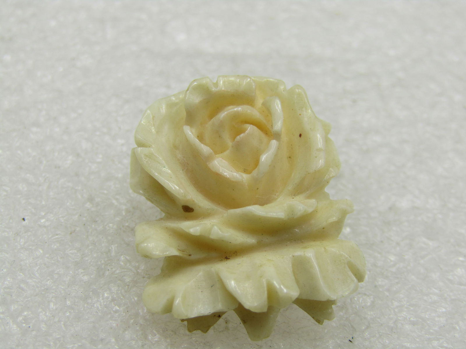 Vintage White Carved Floral Brooch, C-Clasp, 1920's-1930's - 2