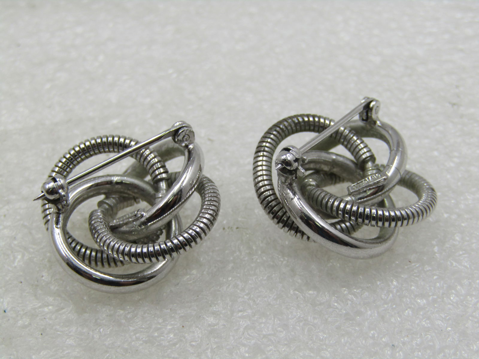 Vintage Sterling Pair Rhinestone Spiral Brooches, 7/8", 1960's - 5
