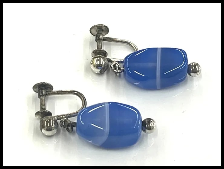 Vintage Sterling Silver Screw Back Earrings - 3