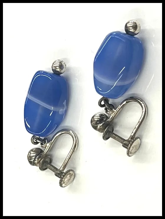 Vintage Sterling Silver Screw Back Earrings - 4