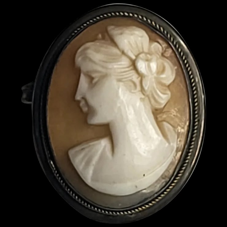 Vintage SilverCameo Pin/Pendant/Brooch: Title: Vintage SilverCameo Pin/Pendant/Brooch Description: Vintage SilverCameo Pin/Pendant/Brooch Hallmarked 800 Date/Period: vintage Materials: Silver 800 Size: 1 x .75 Reserve: $75.00 Shipping: Do