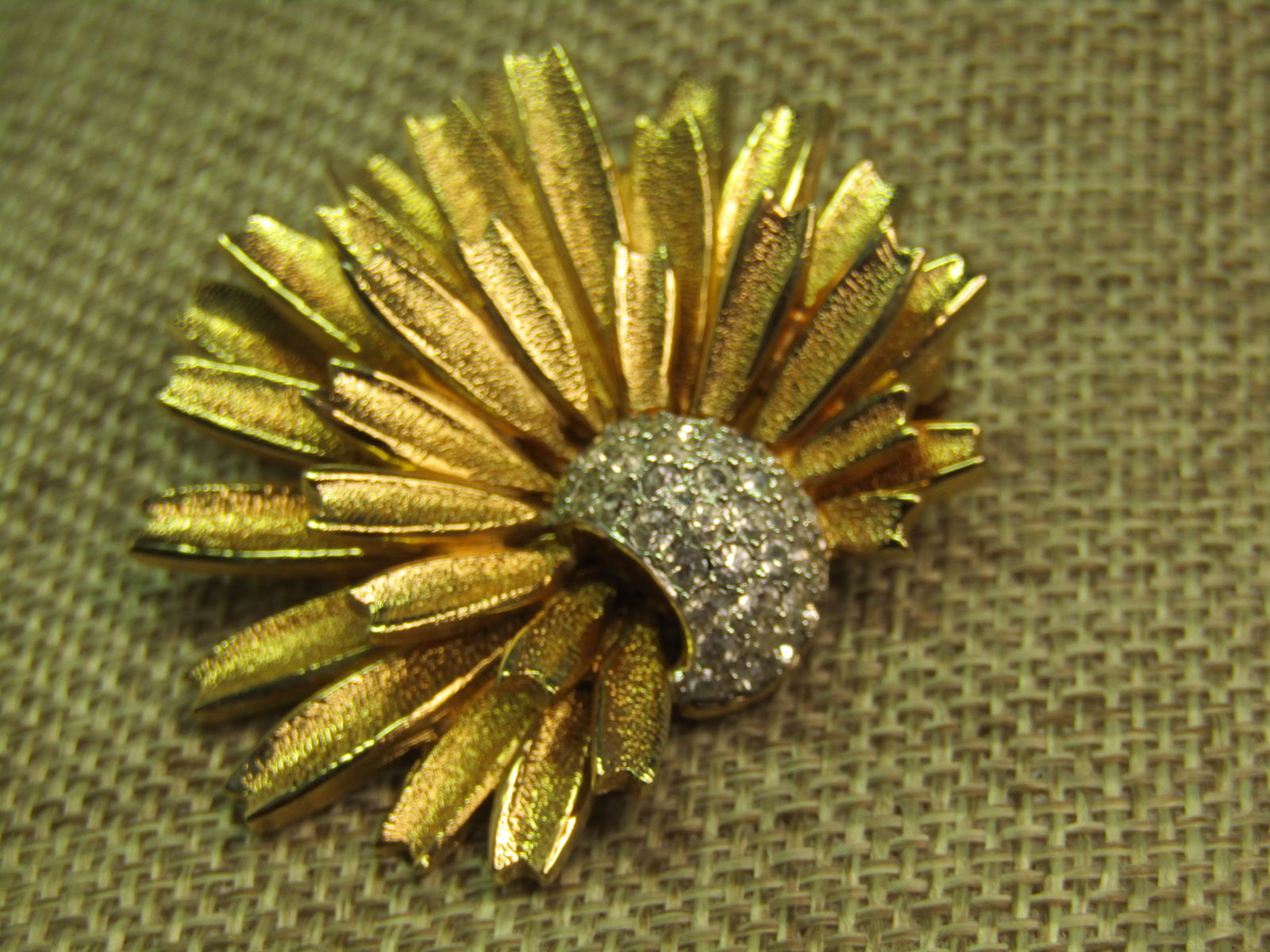 Vintage Jomaz Floral Rhinestone Two-Tone Brooch, Tiered, 1950's-1960's - 2