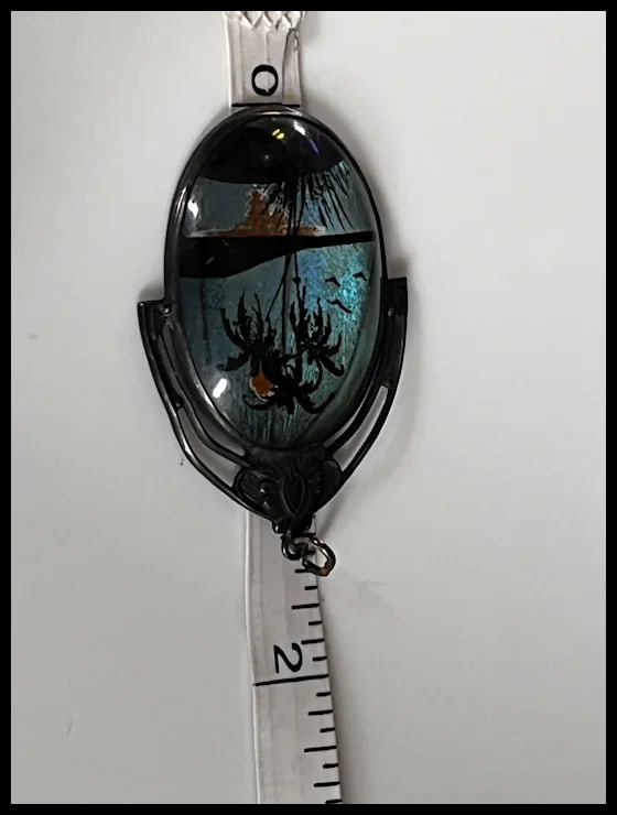 Vintage Sterling Silver Butterfly Wing Palm Tree Paradise Pendant - 4