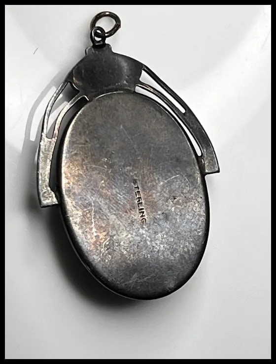 Vintage Sterling Silver Butterfly Wing Palm Tree Paradise Pendant - 6