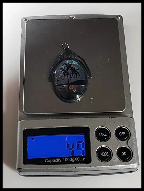 Vintage Sterling Silver Butterfly Wing Palm Tree Paradise Pendant - 7