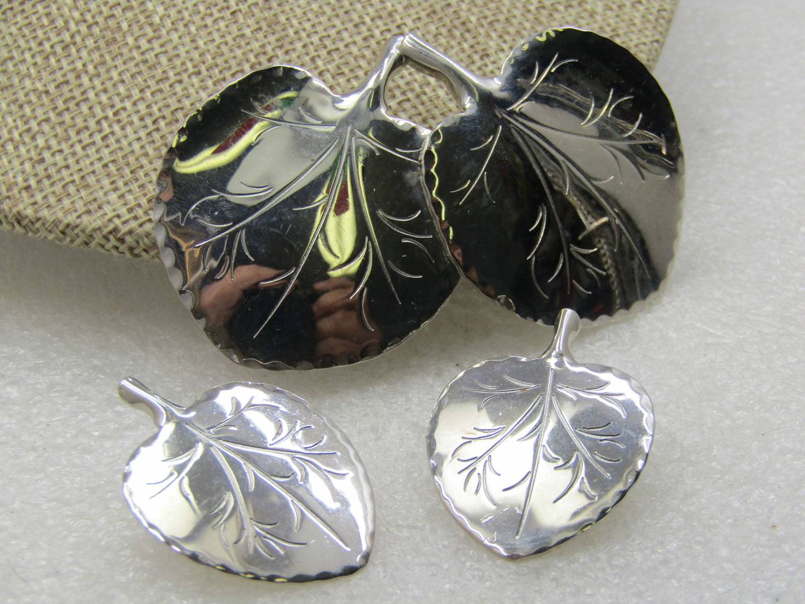 Vintage Bergere Leaf Brooch & Earrings Set, 1940's-1960's - 2