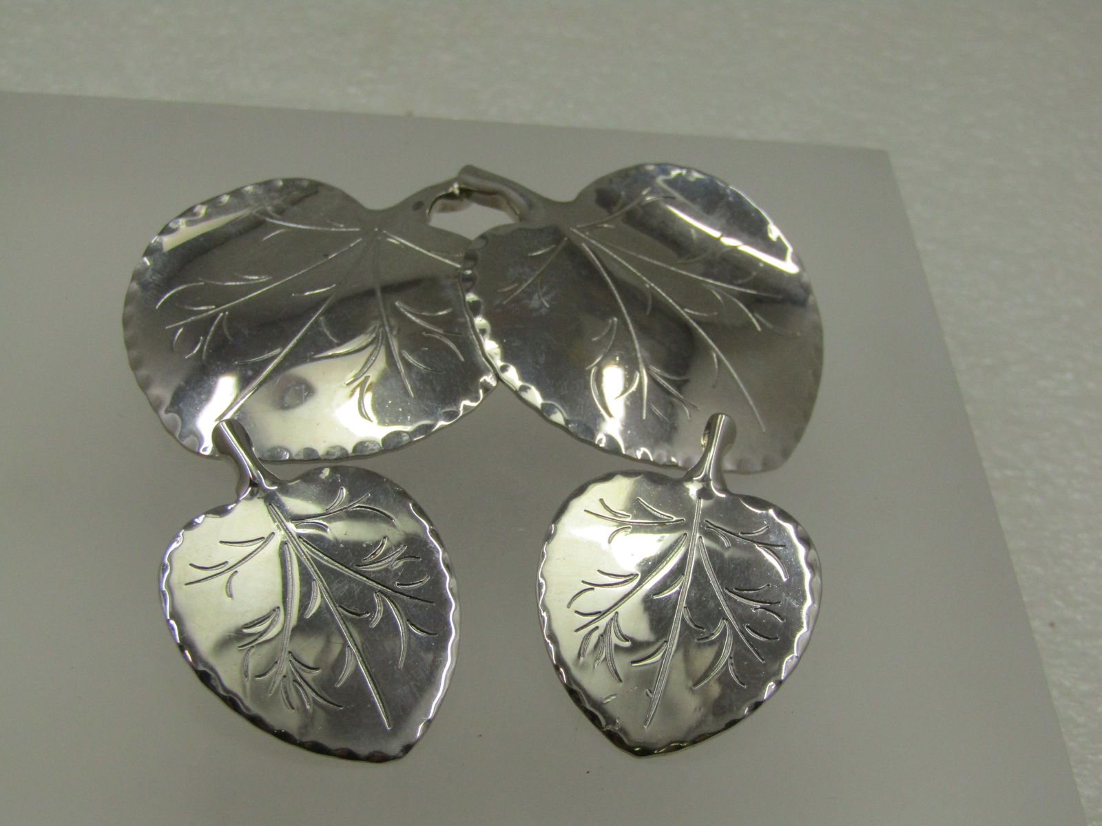 Vintage Bergere Leaf Brooch & Earrings Set, 1940's-1960's - 3