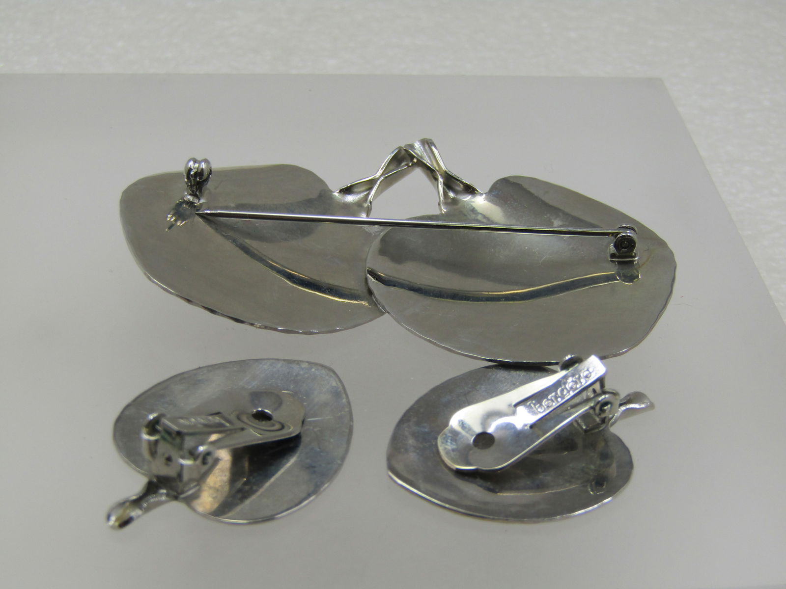 Vintage Bergere Leaf Brooch & Earrings Set, 1940's-1960's - 4