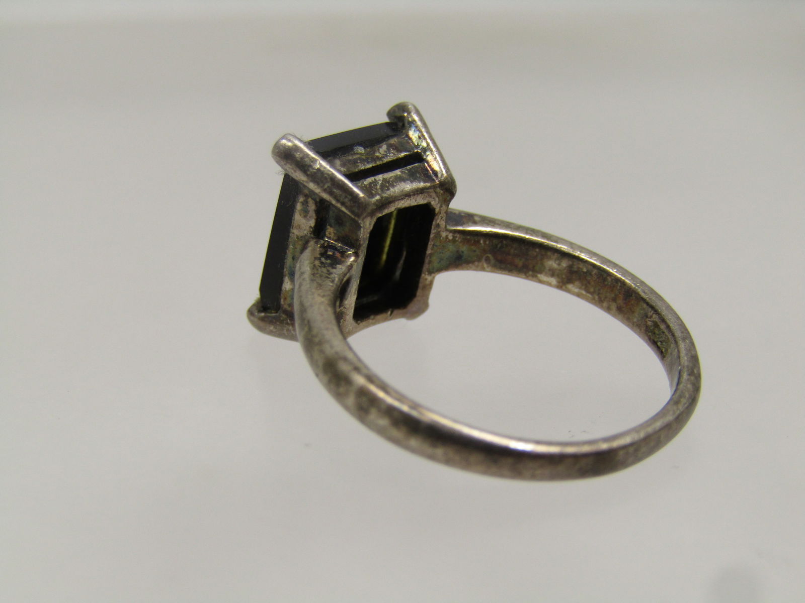 Vintage Sterling Black Onyx Ring, Rectangular Cut, Sz. 6, 1960's-1970's - 5