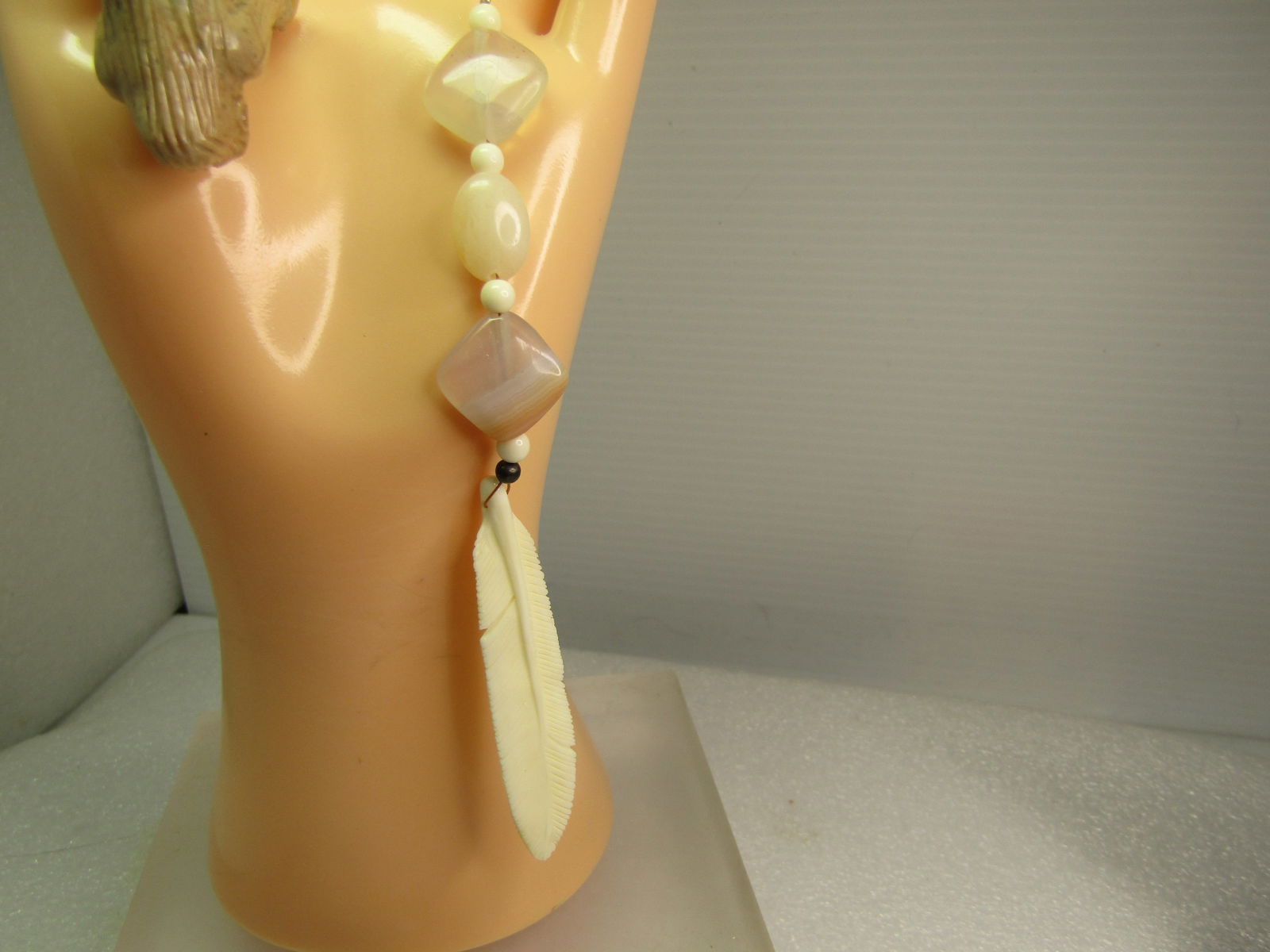 Carved Gorilla Fan Pull/Suncatcher with Carved Feather & Agate - 9