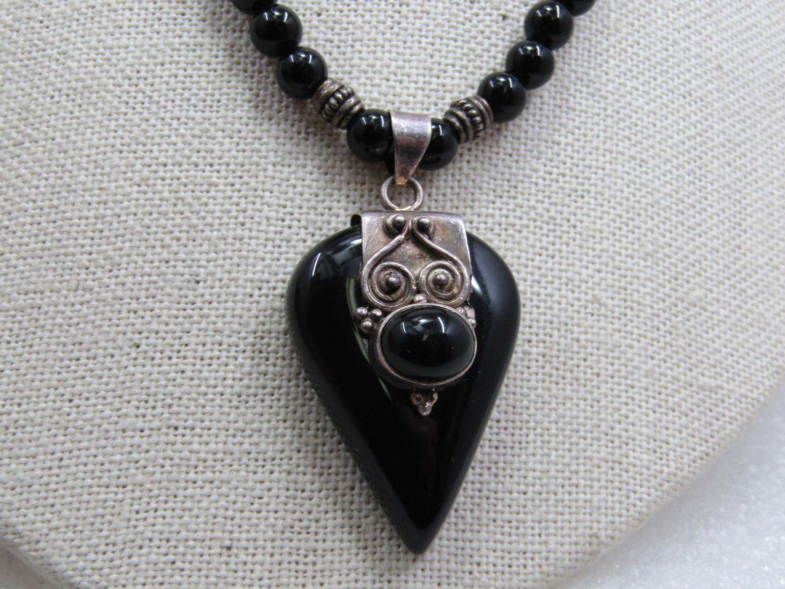 Vintage Sterling & Onyx Bali to Southwestern Necklace, Toggle, 17" - 4