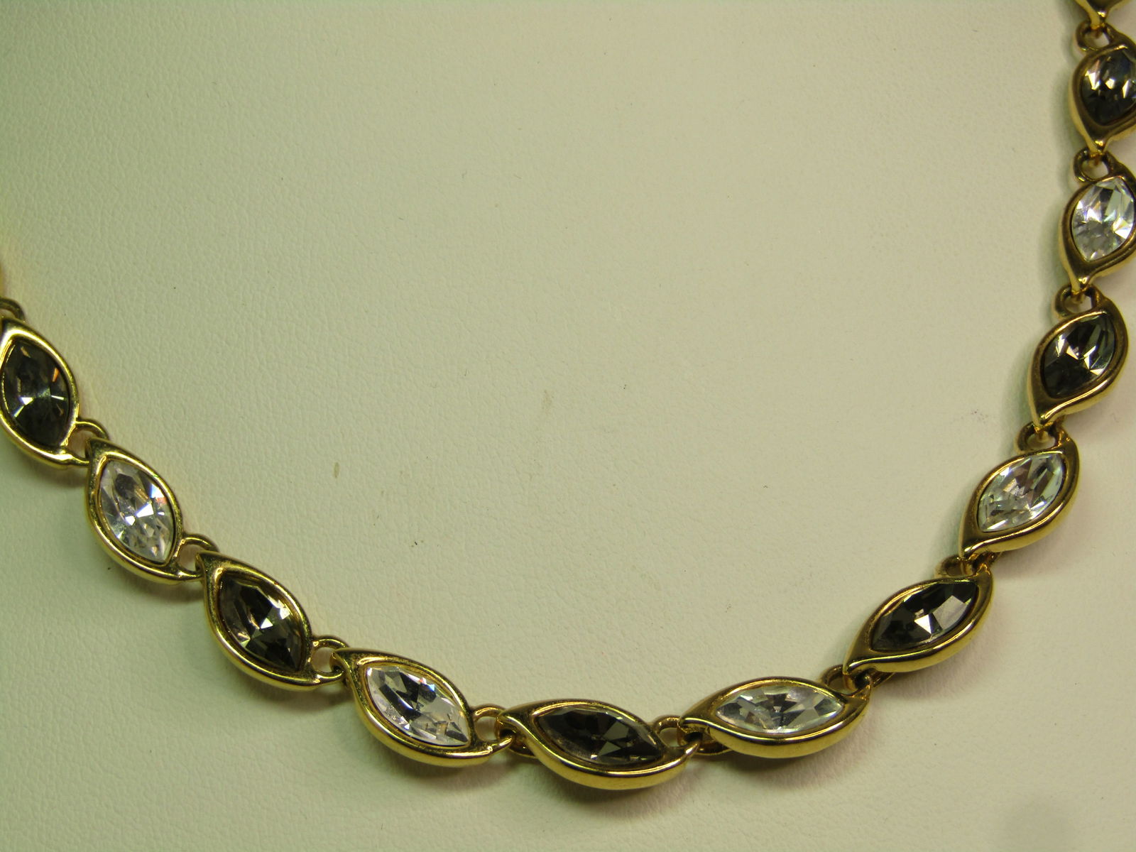 Vintage Monet Clear & Smoky Rhinestone Necklace, 17", 1970's-1980's - 4