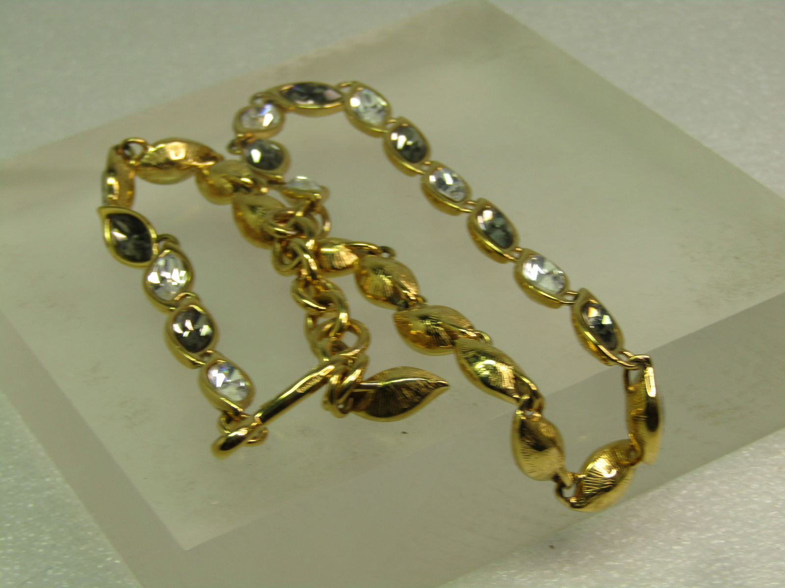 Vintage Monet Clear & Smoky Rhinestone Necklace, 17", 1970's-1980's - 8