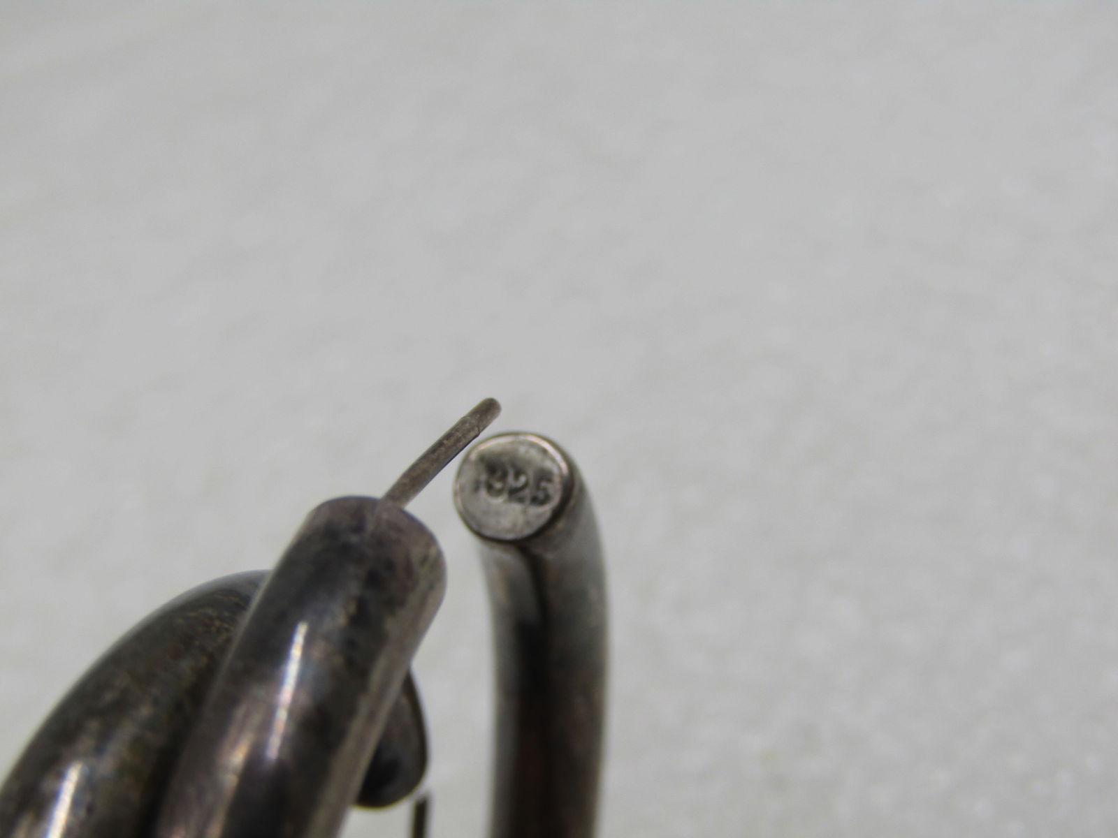 Vintage Sterling Large Hoop Pierced Earrings, 5mm, 1.75", Boho - 6