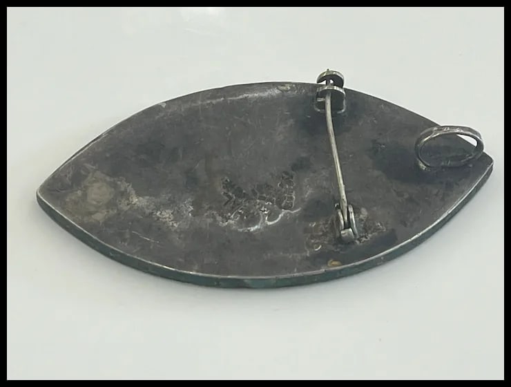 Vintage Sterling Turquoise Inlay Brooch/Pendant - 4