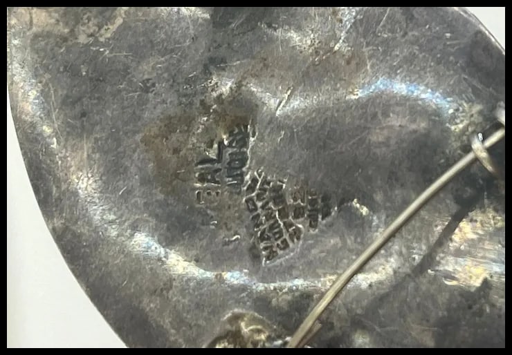 Vintage Sterling Turquoise Inlay Brooch/Pendant - 5