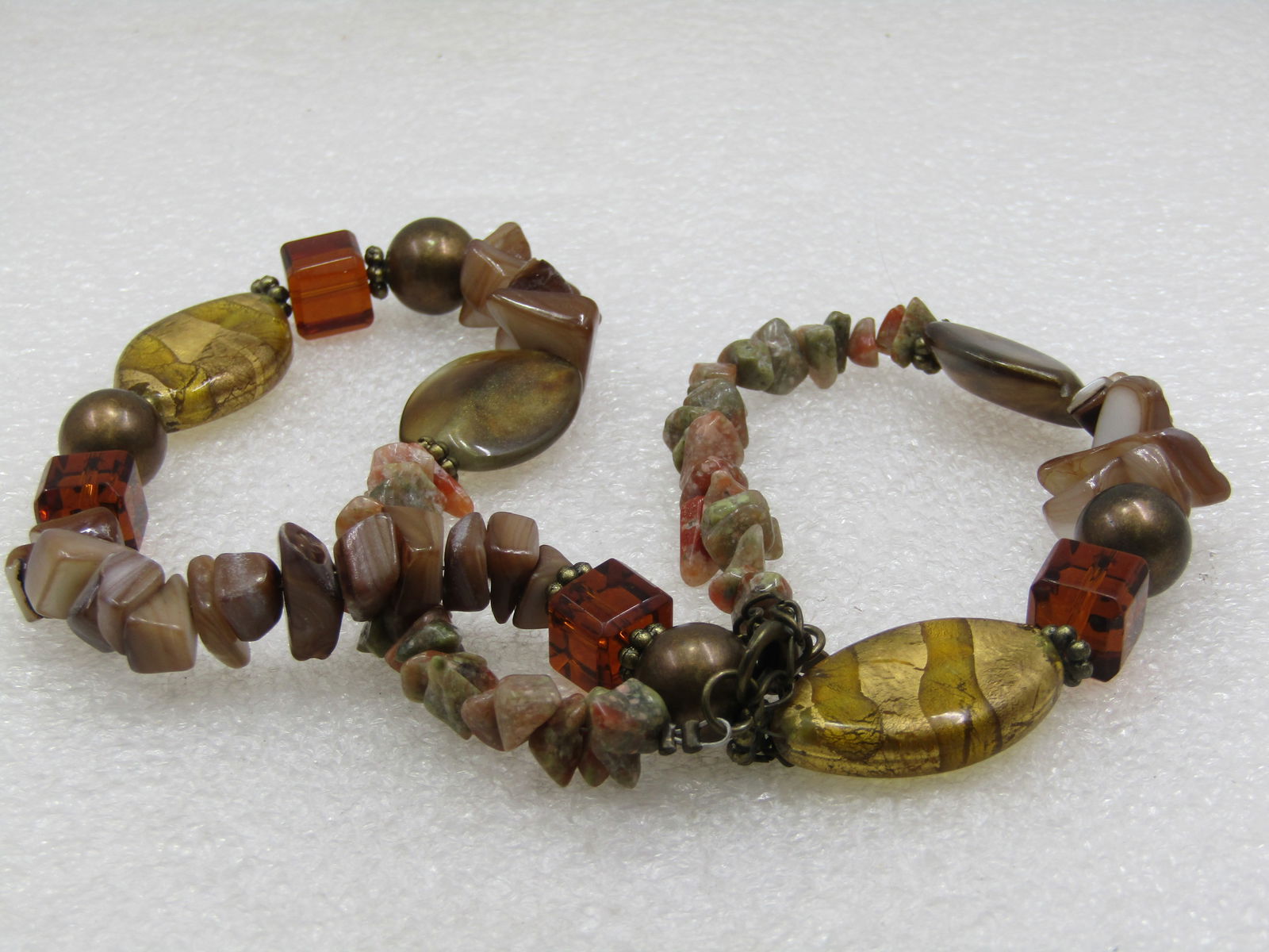 Vintage Polished Agate, Amber Glass Beaded Necklace, Premier Designs, 21" - 5