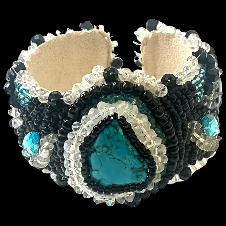 Vintage Handmade Artisan Beaded Bracelet/Cuff (1 of 5)