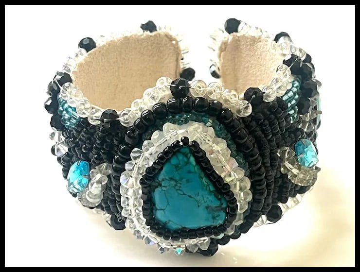 Vintage Handmade Artisan Beaded Bracelet/Cuff - 2