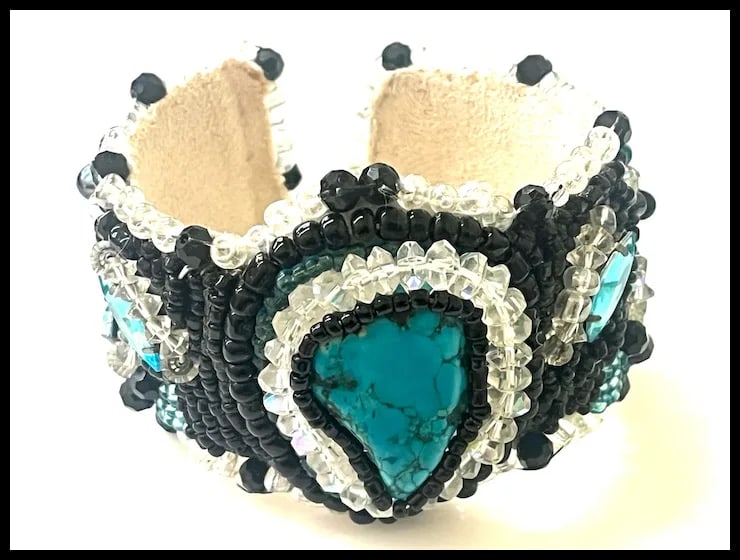Vintage Handmade Artisan Beaded Bracelet/Cuff - 3