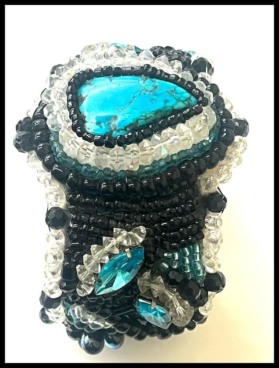 Vintage Handmade Artisan Beaded Bracelet/Cuff - 4