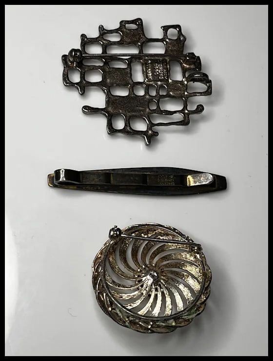 Vintage Norway Sterling Silver and enamel brooches, pin, and barrette - 3