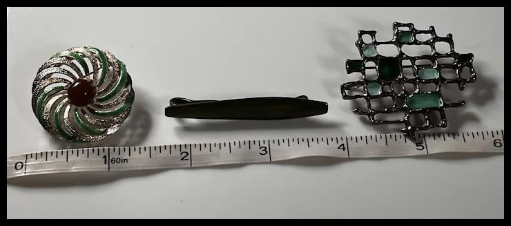 Vintage Norway Sterling Silver and enamel brooches, pin, and barrette - 6