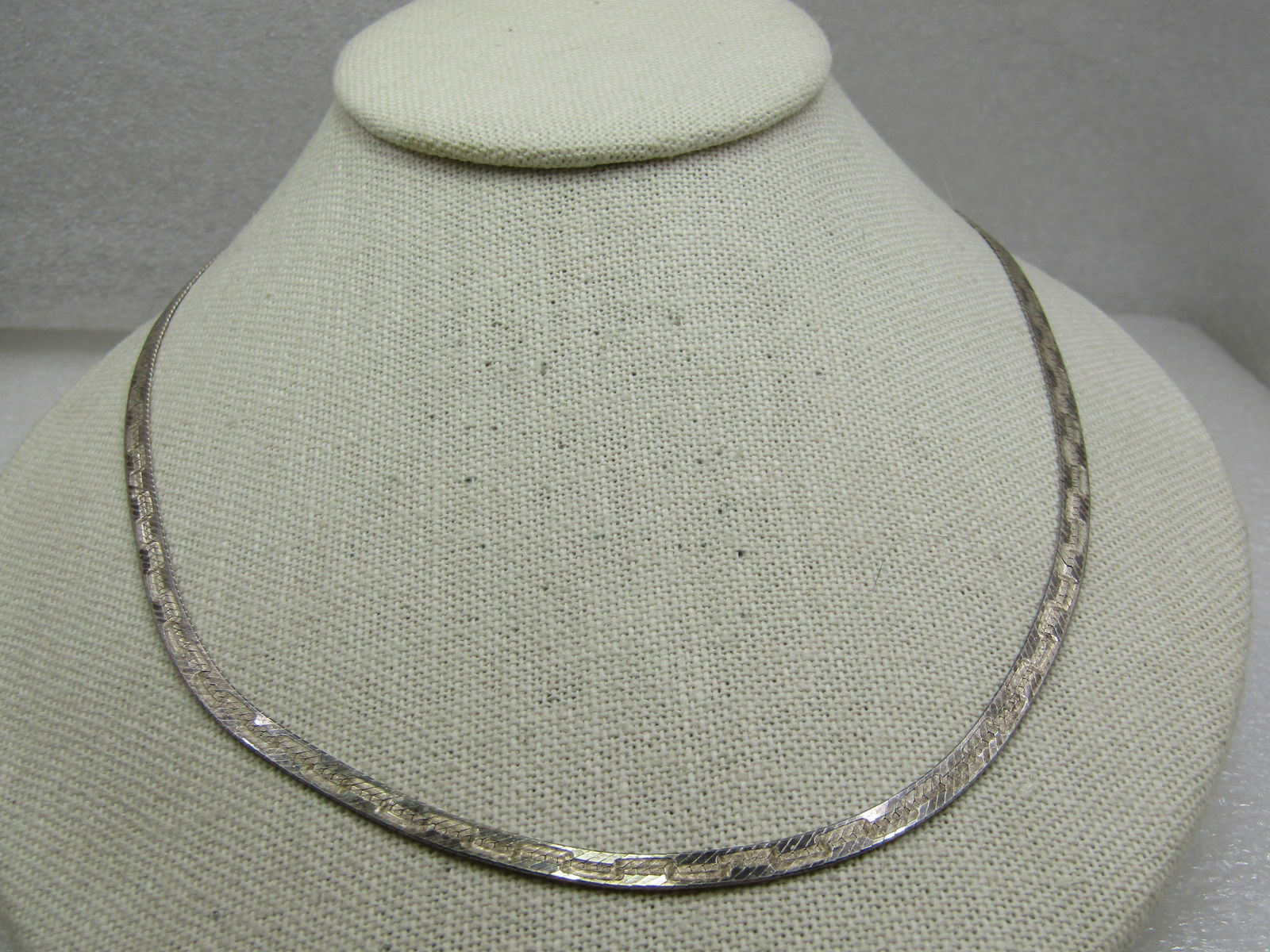 Vintage Sterling Herringbone Reversible 4mm Necklace, 24", Unisex Signed IBB (1 of 5)