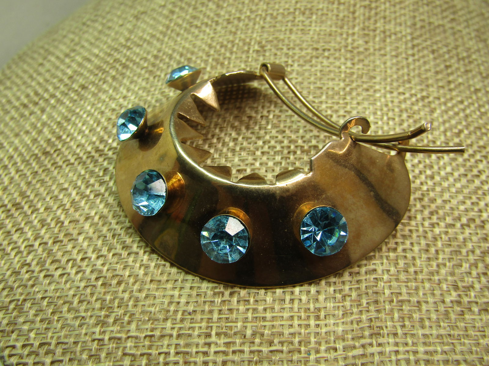 Vintage Aqua Rhinestone Ponytail Barrette, 1950's-1960's - 2