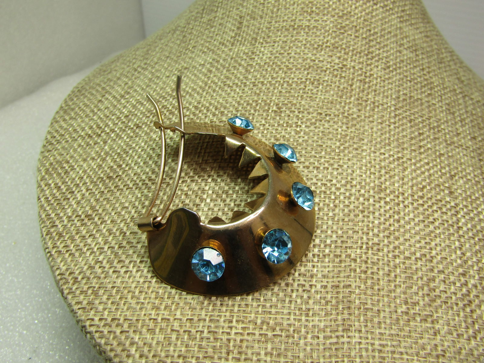 Vintage Aqua Rhinestone Ponytail Barrette, 1950's-1960's - 3