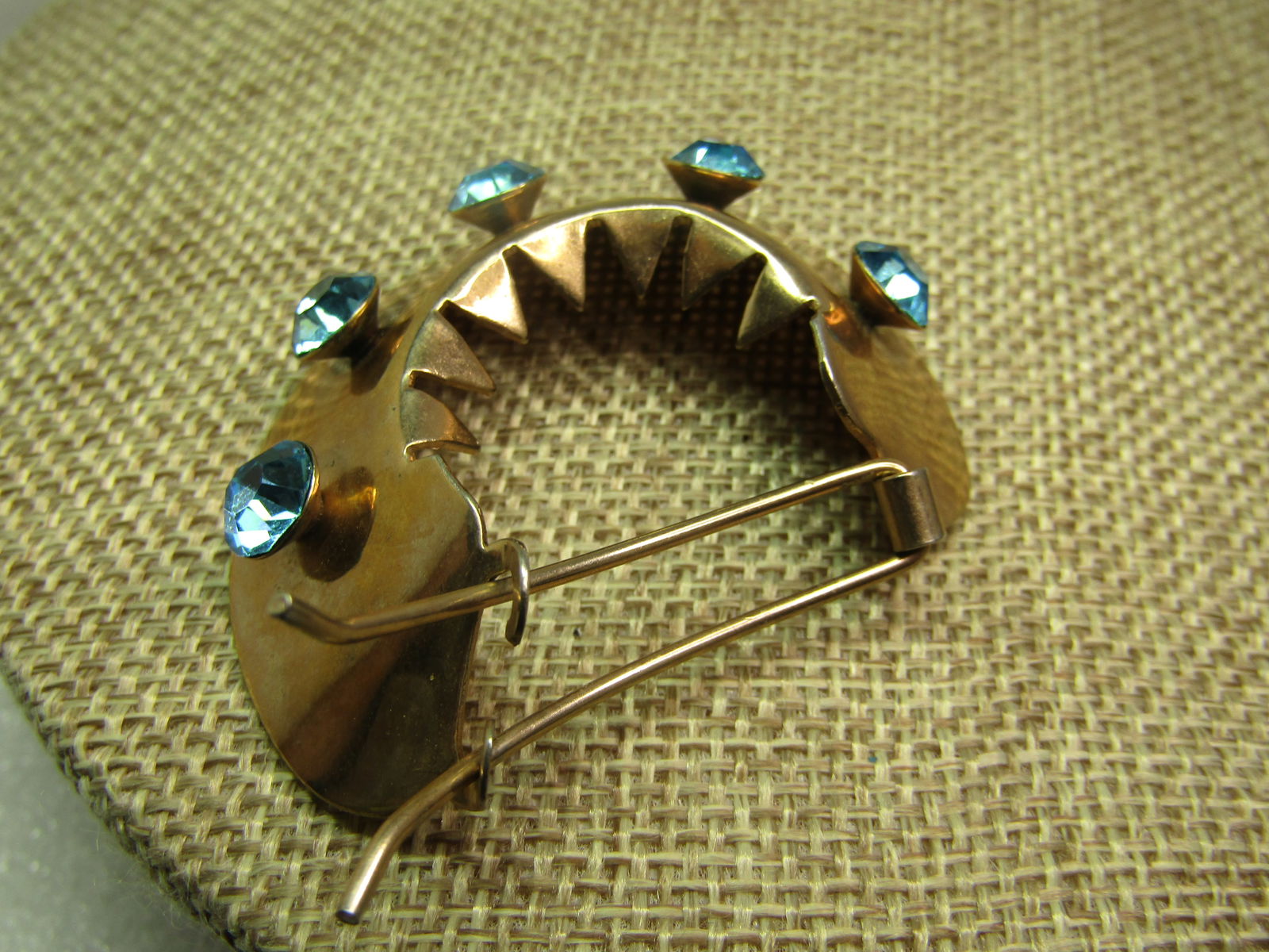 Vintage Aqua Rhinestone Ponytail Barrette, 1950's-1960's - 4