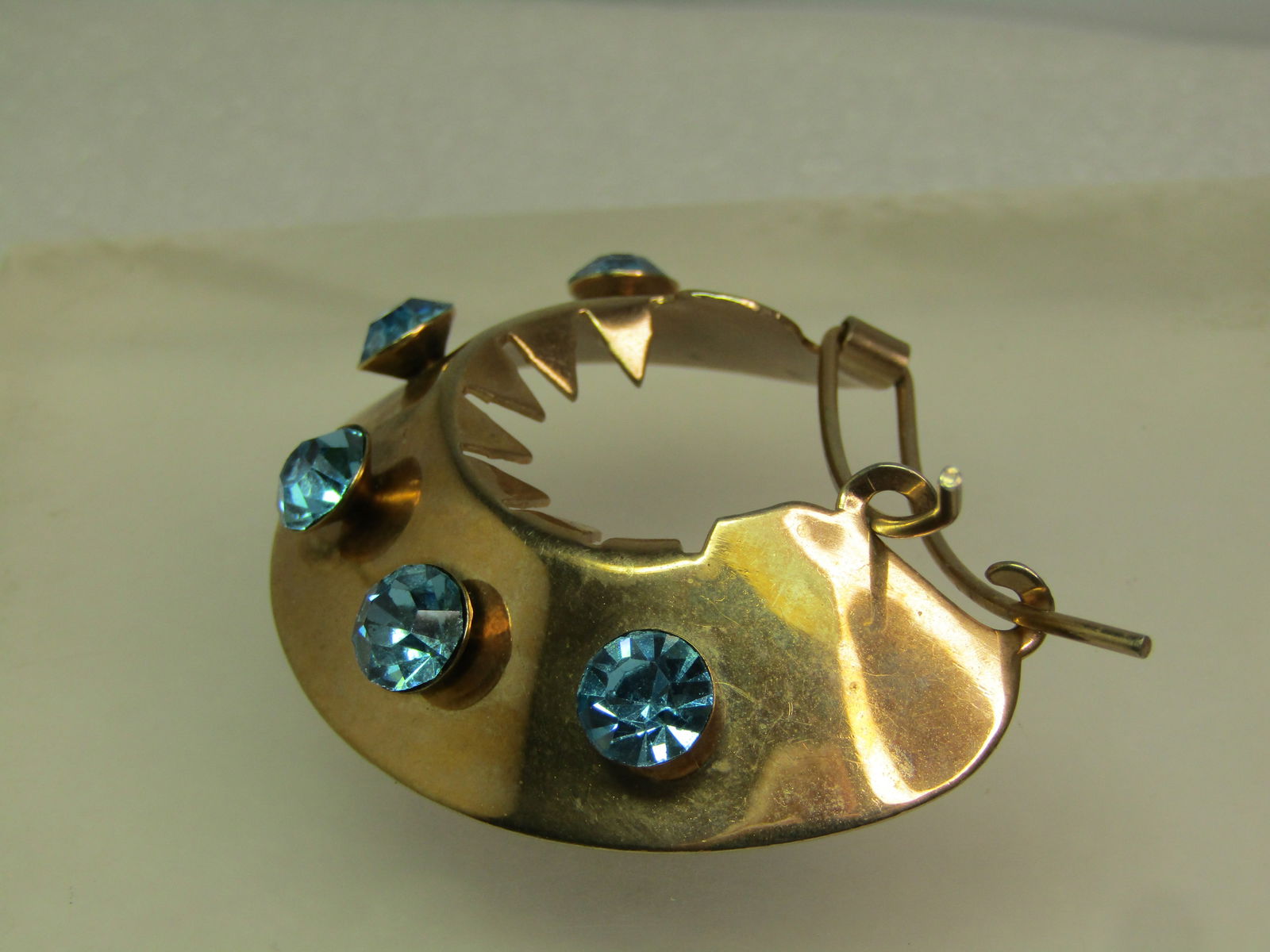 Vintage Aqua Rhinestone Ponytail Barrette, 1950's-1960's - 7