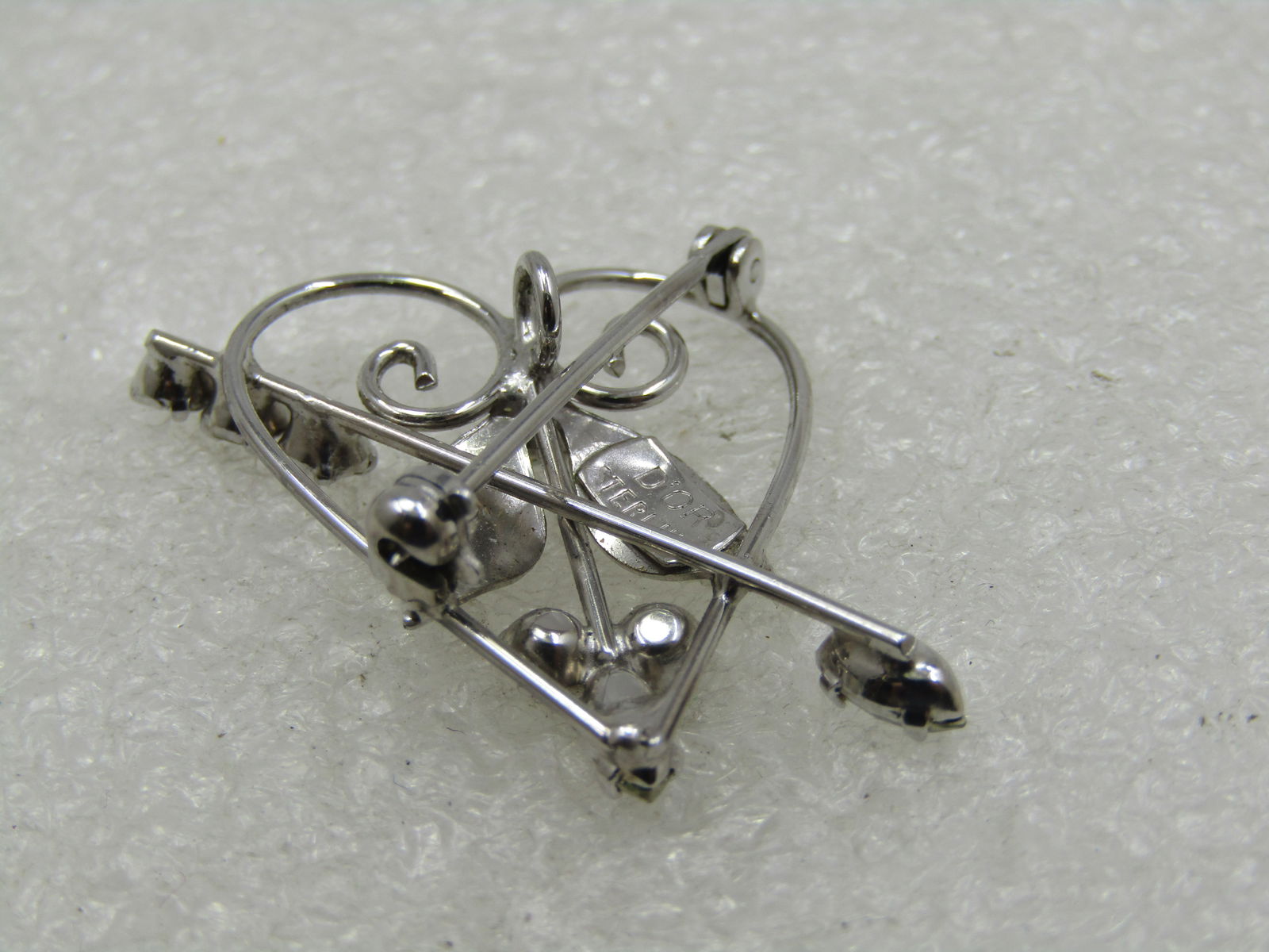 Vintage Sterling Heart Rhinestone Brooch, Signed D'Or, 1960's - 5