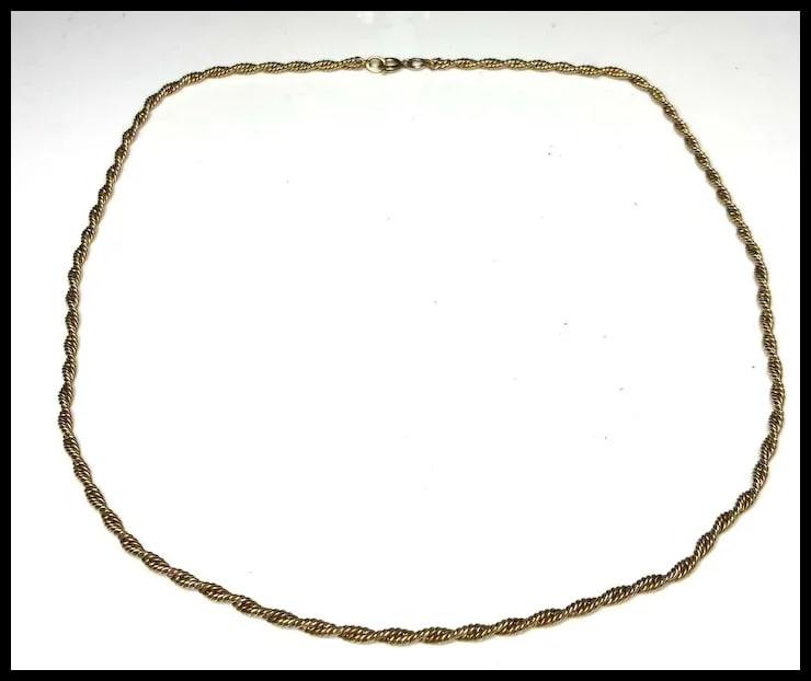 Vintage 1/20 14k Gold Twisted Chain Necklace - 5