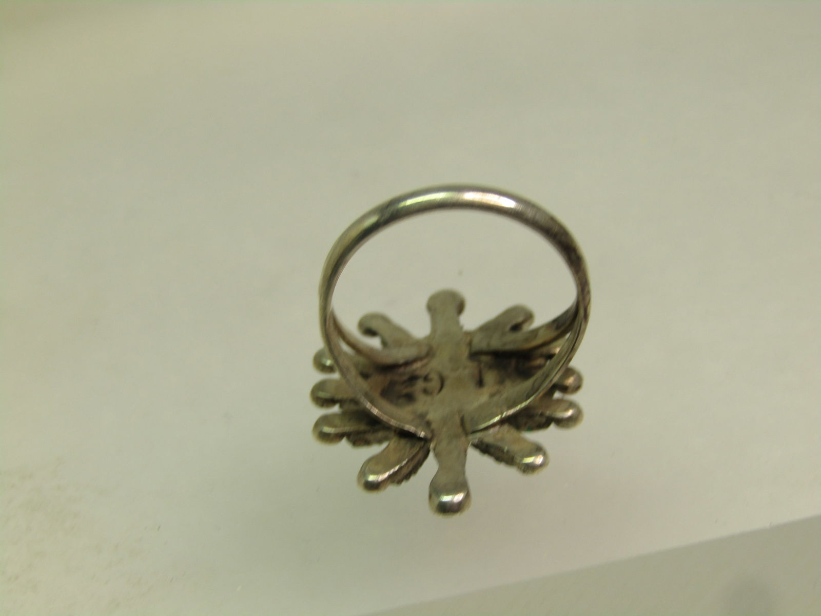 Vintage Sterling Southwestern Turquoise Ring, Needlepoint, Sz. 5.5, Signed L.G., 1960's-1970's - 3