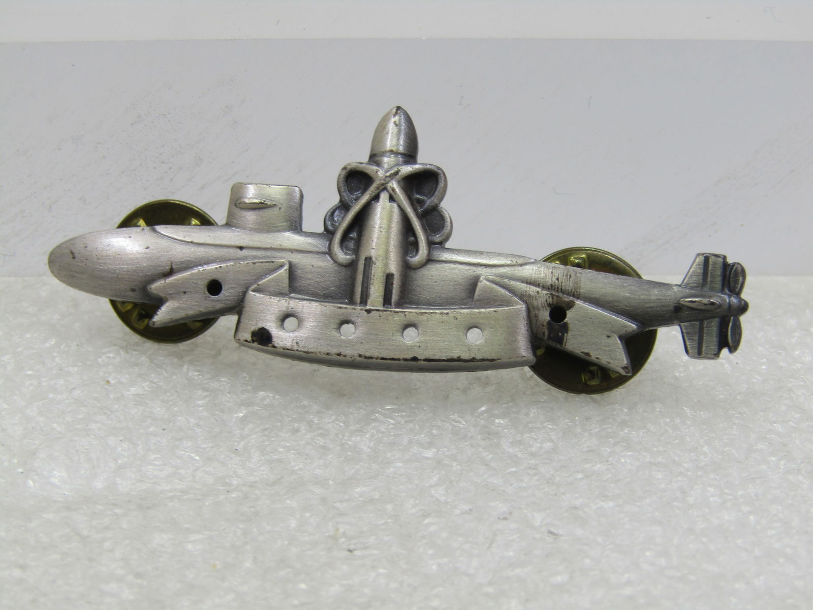 Vintage Nuclear Submarine Tack Pin, Pewter Tone, Vietnam Era , 2.25" - 2