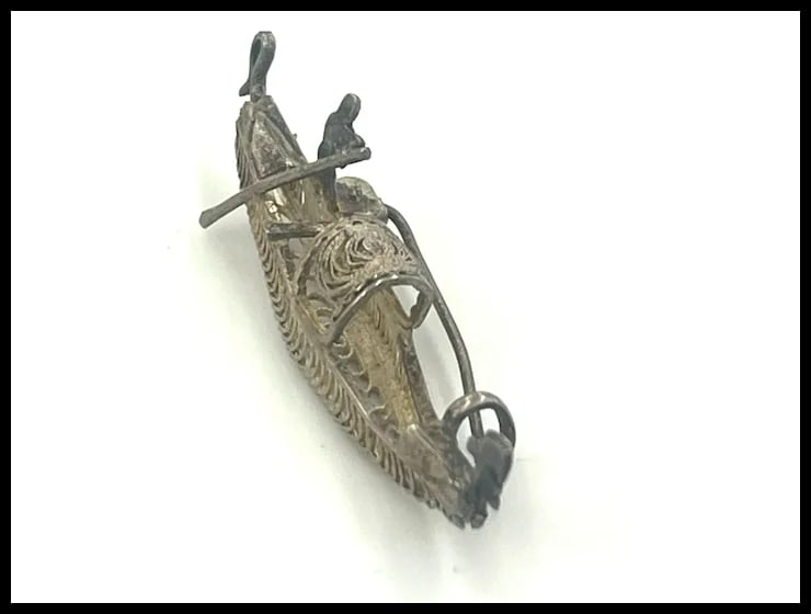 Vintage Italian Gondola Silver Filigree Brooch/Pin - 5